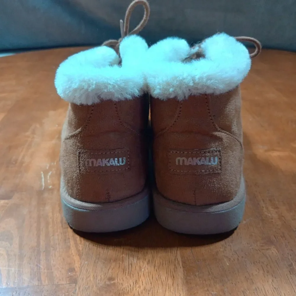 Makalu Kora Shearling Ankle Boots Women's‎ 8 Brown Faux Suede Winter